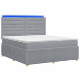 Łóżko z box spring LED z materacem jasnoszary 180 x 200 cm