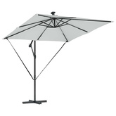Parasol plażowy z paskami LED piaskowy 249 x 249 x 250 cm
