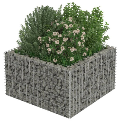 vidaXL Podwyższona donica gabionowa, galwanizowana stal, 90x90x50 cm