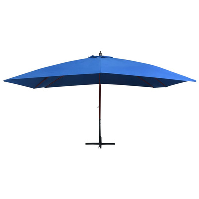 vidaXL Wiszący parasol na drewnianym słupku, 400x300 cm, niebieski