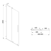 KABINA WALK-IN PRZESUWNA 90 CM, TRANSP 8 MM, CZARNY