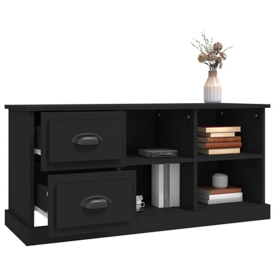 vidaXL Szafka pod TV, czarna, 102x35,5x47,5cm, materiał drewnopochodny