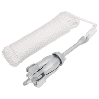 Składana kotwica z liną, srebrna, 2,5 kg, żeliwo ciągliwe