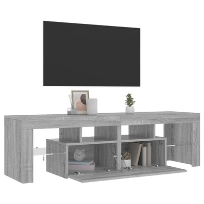 Szafka TV z oświetleniem LED, szary dąb sonoma, 140x36,5x40 cm