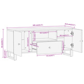 vidaXL Szafka pod TV, brązowo-czarna 105x33,5x46 cm, lite drewno mango