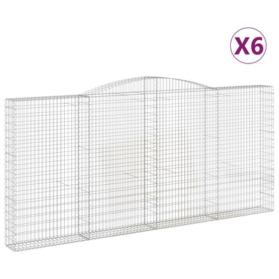Kosze gabionowe, 6 szt, 400x30x180/200 cm, galwanizowane żelazo