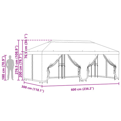 Altana z bokami 6 x 3 m Beżowy Poliester i Stal 190