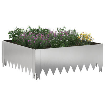 Krawężnik do trawnika 4 szt. 60 x 60 x 20 cm Stal srebrny