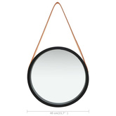 vidaXL Lustro ścienne na pasku, 40 cm, czarne