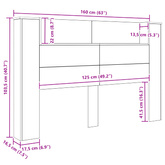 Zagłówek do przechowywania z LED Stare drewno 160 cm
