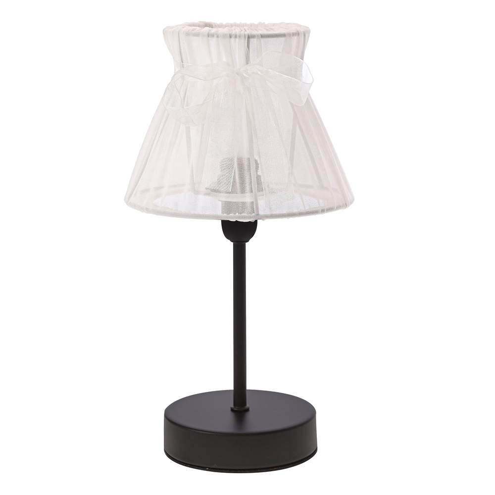 SIGALEA lampka stołowa czarny 1x40W E14 abażur biały