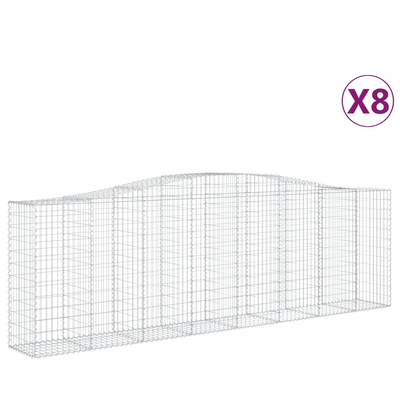 Kosze gabionowe, 8 szt, 400x50x120/140 cm, galwanizowane żelazo