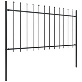 Ogrodzenie ogrodowe z włócznią, stalowe, 181x100 cm, czarne