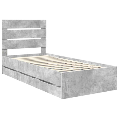 Ramka łóżka Betonowy szary 75 x 190 cm Drewno inżynieryjne