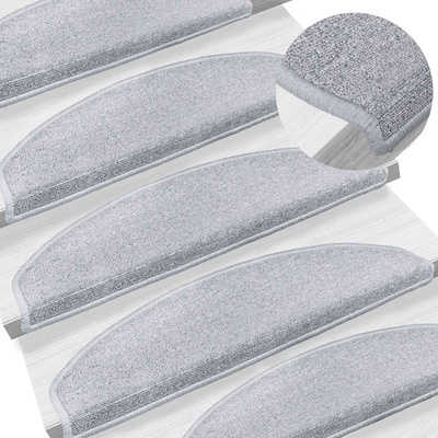 Samoprzylepne maty na schody Półokrąg 15 pcs jasnoszary
