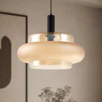 Lampa wisząca Brizi szklana pojedyncza bursztynowy klosz do jadalni