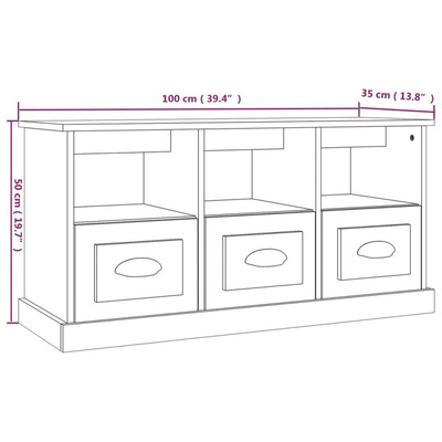 vidaXL Szafka pod TV, przydymiony dąb, 100x35x50 cm
