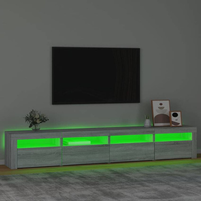Szafka pod TV z oświetleniem LED, szary dąb sonoma,240x35x40 cm vidaXL
