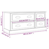 vidaXL Szafka pod TV, czarna, 100x35,5x45 cm, materiał drewnopochodny