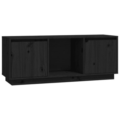 vidaXL Szafka pod TV, czarna, 110,5x35x44 cm, lite drewno sosnowe
