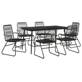 7-częściowy zestaw mebli ogrodowych, czarny, rattan PVC