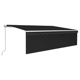 Ręcznie zwijana markiza z zasłoną i LED, 5x3 m, antracytowa