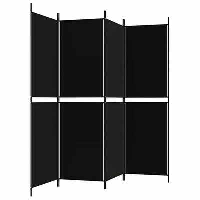 Parawan 4-panelowy, czarny, 200 x 180 cm, tkanina