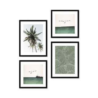 Zestaw obrazów w czarnej ramie 2x 30x30 i 2x 30x40