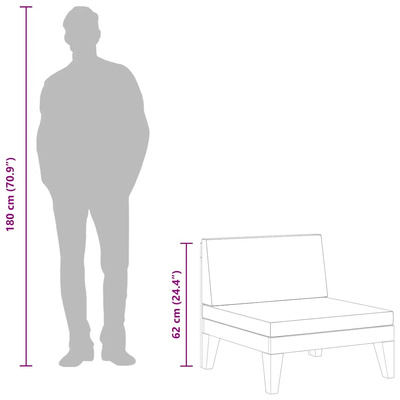 Moduł sofy środkowej, kremowe poduszki, lite drewno akacjowe