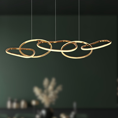 Lampa wisząca ANNELI elegancka – złota nieregularna forma 125 cm – designerska lampa salonu i jadalni LED 3000K