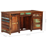 vidaXL Biurko, 170x70x76 cm, lite drewno z odzysku