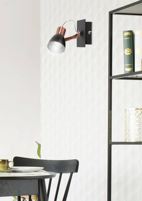 Lampa ścienna kinkiet 1X50W GU10 czarno-miedziana Markus 91-35554