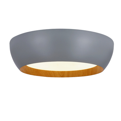 abruzzo lampa sufitowa plafon szaro drewniany klosz biały 14-24114