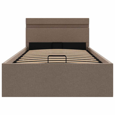 vidaXL Rama łóżka z podnośnikiem i LED, taupe, tkanina, 90 x 200 cm