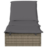 vidaXL Leżak z poduszką, 1 szt., szary, 201x55x62 cm, polirattan
