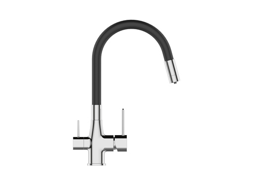 BATERIA ZLEWOZMYWAKOWA Z FILTREM GLAMOUR INVENA TREND, CHROM / CZARNA
