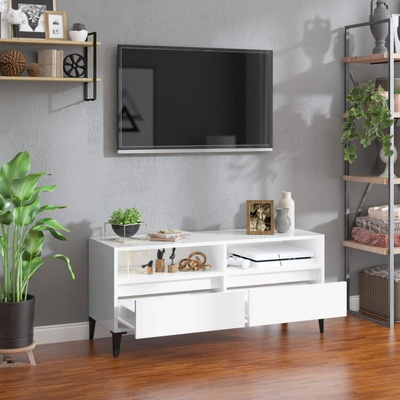 vidaXL Szafka pod TV, wysoki połysk, biała, 100x34,5x44,5 cm model standard