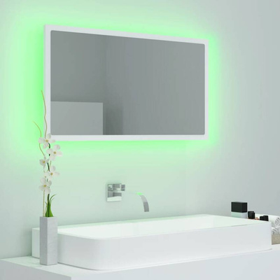 vidaXL Lustro łazienkowe z LED, białe, 80x8,5x37 cm, akryl