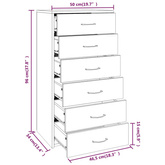 Komoda z 6 szufladami, przydymiony dąb, 50x34x96 cm