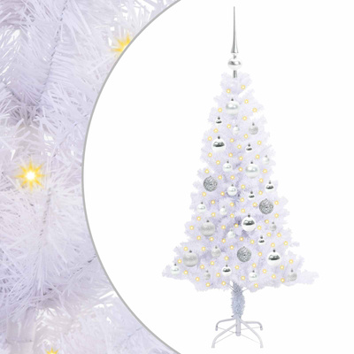 Sztuczna choinka z 150 diodami LED Biały 120 cm PVC i Stal