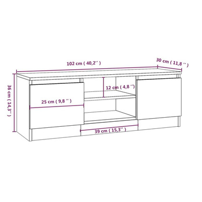 vidaXL Szafka pod TV, z drzwiczkami, dąb sonoma, 102x30x36 cm