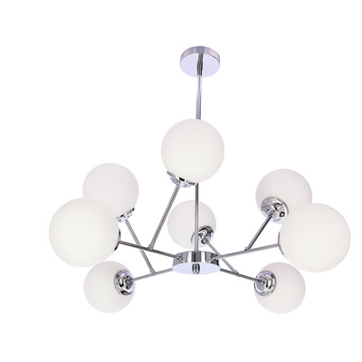 BELWEDER lampa wisząca chromowy 8x40W E14 klosz biały 38-39866