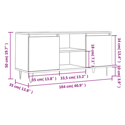 vidaXL Szafka pod TV, biała, 104x35x50 cm, materiał drewnopochodny