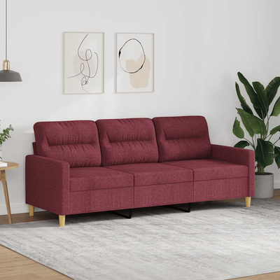 Sofa 3-osobowa, winna czerwień, 180 cm,tapicerowana tkaniną