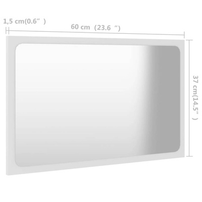 vidaXL Lustro łazienkowe, białe, 60x1,5x37 cm, płyta wiórowa