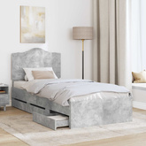 Ramka łóżka Betonowy Szary 90 x 200 cm Drewno inżynieryjne