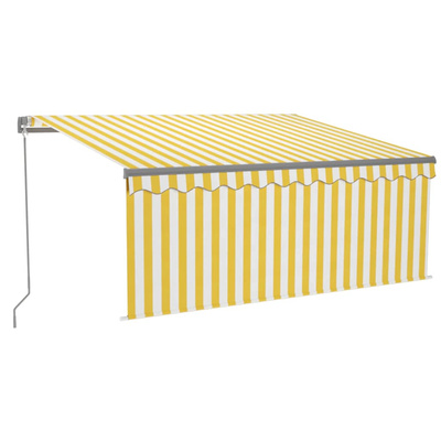 Ręcznie zwijana markiza z zasłoną i LED, 3,5x2,5 m, żółto-biała