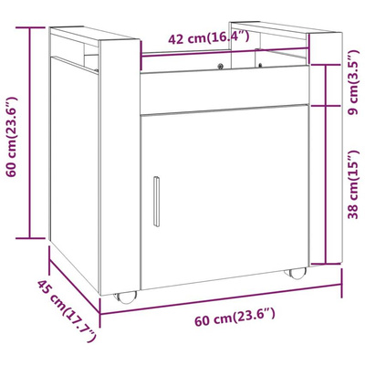 Szafka pod biurko, czarna, 60x45x60 cm, materiał drewnopochodny vidaXL