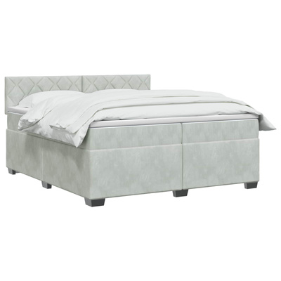 Łóżko Box Spring z materacem i LED jasnoszary 200 x 200 cm