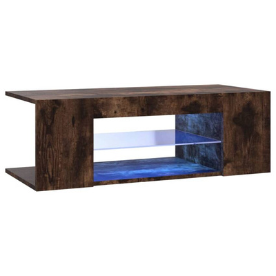 vidaXL Szafka pod TV z oświetleniem LED, przydymiony dąb, 90x39x30 cm